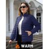 imageTACVASEN Womens Puffer Jacket Quilted Lightweight Stand Collar Zip Up Alternative Down Coat Warm Winter with 4 PocketsNavy Blue