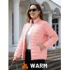 imageTACVASEN Womens Puffer Jacket Quilted Lightweight Stand Collar Zip Up Alternative Down Coat Warm Winter with 4 PocketsPink