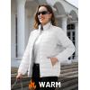 imageTACVASEN Womens Puffer Jacket Quilted Lightweight Stand Collar Zip Up Alternative Down Coat Warm Winter with 4 PocketsWhite