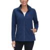 imageTACVASEN Womens Full Zip Fleece Jacket Lightweight Jacket Womens Winter Warm Coats with 2 Zipper PocketsDark Blue