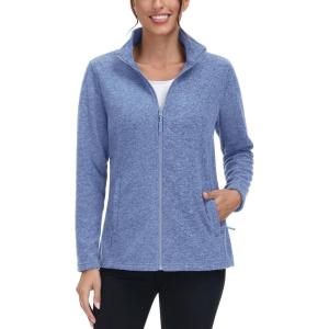imageTACVASEN Womens Full Zip Fleece Jacket Lightweight Jacket Womens Winter Warm Coats with 2 Zipper PocketsGrey Blue