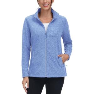 imageTACVASEN Womens Full Zip Fleece Jacket Lightweight Jacket Womens Winter Warm Coats with 2 Zipper PocketsLight Blue