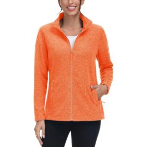 imageTACVASEN Womens Full Zip Fleece Jacket Lightweight Jacket Womens Winter Warm Coats with 2 Zipper PocketsOrange