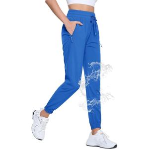 imageTACVASEN Womens Hiking Pants Lightweight Joggers with Pockets Quick Dry Athletic Pants Water Resistant Travel OutdoorBlue