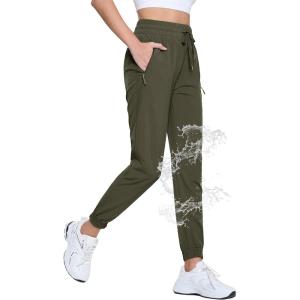 imageTACVASEN Womens Hiking Pants Lightweight Joggers with Pockets Quick Dry Athletic Pants Water Resistant Travel OutdoorGreen