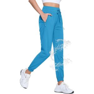 imageTACVASEN Womens Hiking Pants Lightweight Joggers with Pockets Quick Dry Athletic Pants Water Resistant Travel OutdoorLake Blue