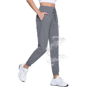 imageTACVASEN Womens Hiking Pants Lightweight Joggers with Pockets Quick Dry Athletic Pants Water Resistant Travel OutdoorLight Grey