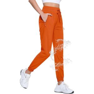 imageTACVASEN Womens Hiking Pants Lightweight Joggers with Pockets Quick Dry Athletic Pants Water Resistant Travel OutdoorOrange