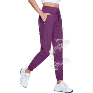 imageTACVASEN Womens Hiking Pants Lightweight Joggers with Pockets Quick Dry Athletic Pants Water Resistant Travel OutdoorPurplish Red