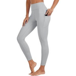 imageTACVASEN Womens Leggings with Pockets Tummy Control Workout High Waisted Athletic Buttery Soft Yoga Ankle Pants 25Light Grey