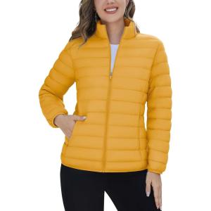imageTACVASEN Womens Puffer Jacket Quilted Lightweight Stand Collar Zip Up Alternative Down Coat Warm Winter with 4 PocketsGinger