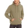 imageTACVASEN Mens Pullover Hoodie Thick Sherpa Lined Kangaroo Pocket Winter Windproof Warm Fleece Hoodie Athletic SweatshirtsKhaki