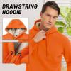 imageTACVASEN Mens Pullover Hoodie Thick Sherpa Lined Kangaroo Pocket Winter Windproof Warm Fleece Hoodie Athletic SweatshirtsOrange