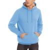 imageTACVASEN Mens Pullover Hoodie Thick Sherpa Lined Kangaroo Pocket Winter Windproof Warm Fleece Hoodie Athletic SweatshirtsSky Blue