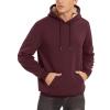 imageTACVASEN Mens Pullover Hoodie Thick Sherpa Lined Kangaroo Pocket Winter Windproof Warm Fleece Hoodie Athletic SweatshirtsWine Red