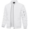 imageTACVASEN Mens Bomber Jacket Lightweight Casual Spring Fall Windbreaker Zip Up Coat with Pocket01 White