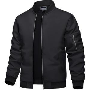 imageTACVASEN Mens Bomber Jacket Lightweight Casual Spring Fall Windbreaker Zip Up Coat with Pocket01 Black