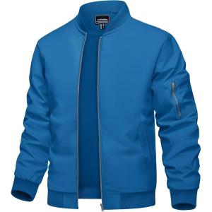 imageTACVASEN Mens Bomber Jacket Lightweight Casual Spring Fall Windbreaker Zip Up Coat with Pocket01 Blue Green