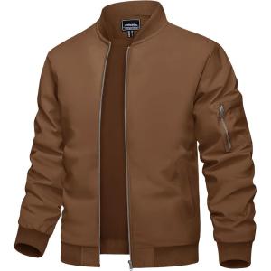 imageTACVASEN Mens Bomber Jacket Lightweight Casual Spring Fall Windbreaker Zip Up Coat with Pocket01 Brown