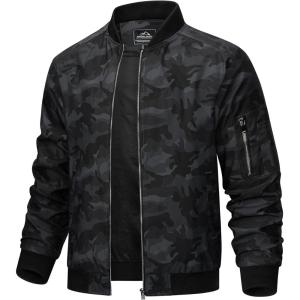 imageTACVASEN Mens Bomber Jacket Lightweight Casual Spring Fall Windbreaker Zip Up Coat with Pocket01 C Black