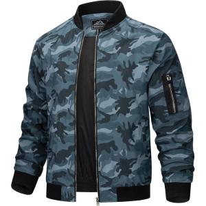 imageTACVASEN Mens Bomber Jacket Lightweight Casual Spring Fall Windbreaker Zip Up Coat with Pocket01 C Sea Blue