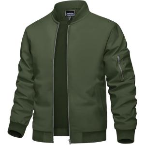imageTACVASEN Mens Bomber Jacket Lightweight Casual Spring Fall Windbreaker Zip Up Coat with Pocket01 Green