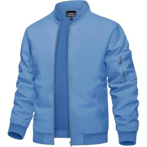 imageTACVASEN Mens Bomber Jacket Lightweight Casual Spring Fall Windbreaker Zip Up Coat with Pocket01 Light Blue