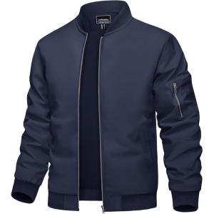 imageTACVASEN Mens Bomber Jacket Lightweight Casual Spring Fall Windbreaker Zip Up Coat with Pocket01 Navy