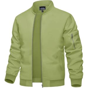 imageTACVASEN Mens Bomber Jacket Lightweight Casual Spring Fall Windbreaker Zip Up Coat with Pocket01 Olive Green