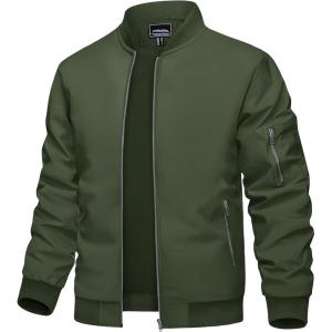 imageTACVASEN Mens Bomber Jacket Lightweight Casual Spring Fall Windbreaker Zip Up Coat with Pocket02 Green