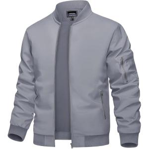 imageTACVASEN Mens Bomber Jacket Lightweight Casual Spring Fall Windbreaker Zip Up Coat with Pocket02 Light Grey
