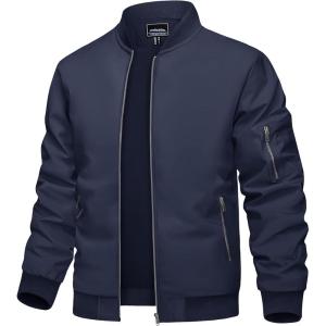 imageTACVASEN Mens Bomber Jacket Lightweight Casual Spring Fall Windbreaker Zip Up Coat with Pocket02 Navy