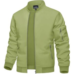 imageTACVASEN Mens Bomber Jacket Lightweight Casual Spring Fall Windbreaker Zip Up Coat with Pocket02 Olive Green