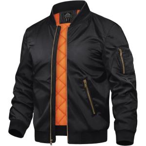 imageTACVASEN Mens JacketsBomber Jacket Fall Winter Warm Windbreaker Full Zip Casual Padded CoatsBlack