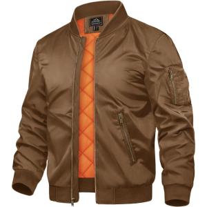 imageTACVASEN Mens JacketsBomber Jacket Fall Winter Warm Windbreaker Full Zip Casual Padded CoatsBrown