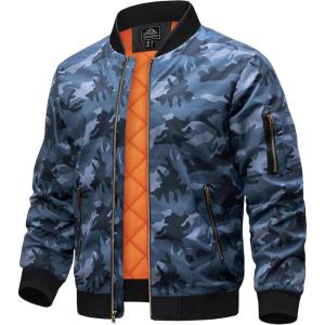 imageTACVASEN Mens JacketsBomber Jacket Fall Winter Warm Windbreaker Full Zip Casual Padded CoatsC Grey Blue