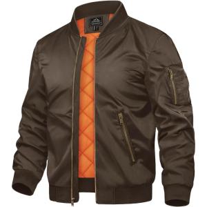 imageTACVASEN Mens JacketsBomber Jacket Fall Winter Warm Windbreaker Full Zip Casual Padded CoatsCoffee