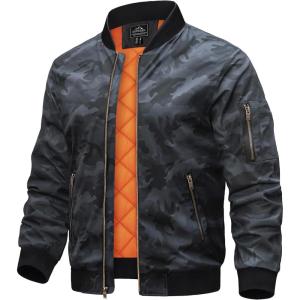 imageTACVASEN Mens JacketsBomber Jacket Fall Winter Warm Windbreaker Full Zip Casual Padded CoatsColor Black