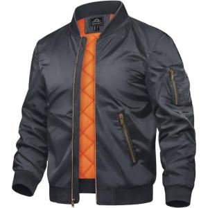 imageTACVASEN Mens JacketsBomber Jacket Fall Winter Warm Windbreaker Full Zip Casual Padded CoatsDark Grey