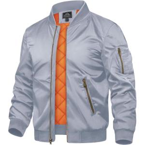 imageTACVASEN Mens JacketsBomber Jacket Fall Winter Warm Windbreaker Full Zip Casual Padded CoatsLight Grey
