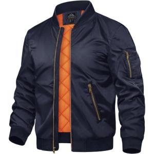 imageTACVASEN Mens JacketsBomber Jacket Fall Winter Warm Windbreaker Full Zip Casual Padded CoatsNavy