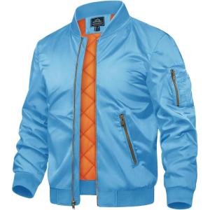 imageTACVASEN Mens JacketsBomber Jacket Fall Winter Warm Windbreaker Full Zip Casual Padded CoatsSky Blue