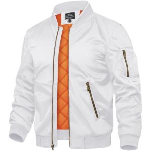 imageTACVASEN Mens JacketsBomber Jacket Fall Winter Warm Windbreaker Full Zip Casual Padded CoatsWhite