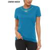 imageTACVASEN Womens Short Sleeve Shirts Sun Protection TShrit UPF 50 Quick Dry Outdoor Yoga Running Gym Workout TopsBlue Green