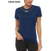 imageTACVASEN Womens Short Sleeve Shirts Sun Protection TShrit UPF 50 Quick Dry Outdoor Yoga Running Gym Workout TopsNavy