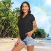 imageTACVASEN Womens TShirts UPF 50 Sun Protection VNeck Short Sleeve Tops Quick Dry Hiking Running Workout TShirtsBlack