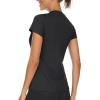 imageTACVASEN Womens TShirts UPF 50 Sun Protection VNeck Short Sleeve Tops Quick Dry Hiking Running Workout TShirtsBlack