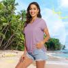 imageTACVASEN Womens TShirts UPF 50 Sun Protection VNeck Short Sleeve Tops Quick Dry Hiking Running Workout TShirtsGray Purple