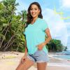 imageTACVASEN Womens TShirts UPF 50 Sun Protection VNeck Short Sleeve Tops Quick Dry Hiking Running Workout TShirtsLake Blue