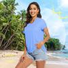 imageTACVASEN Womens TShirts UPF 50 Sun Protection VNeck Short Sleeve Tops Quick Dry Hiking Running Workout TShirtsLight Blue